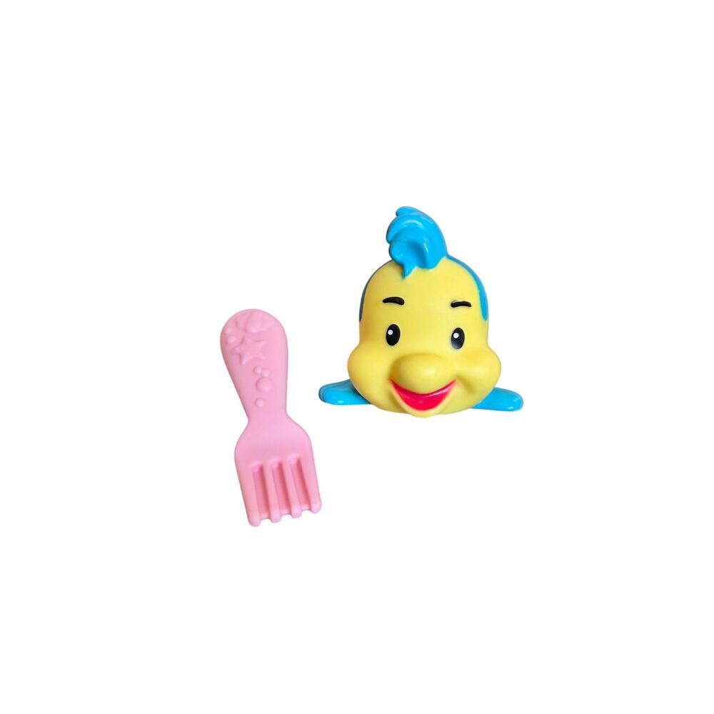 Little People Flounder Figure Pink Fork Dinglehopper Disney Little mermaid set